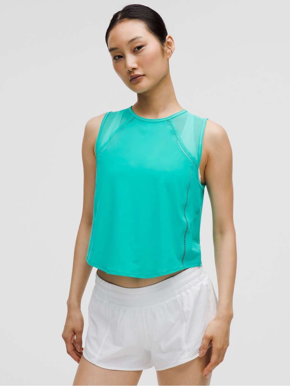 237. Lululemon Sculpt Cropped Tank Top *Lace Trim Tropics Tone NWT 14